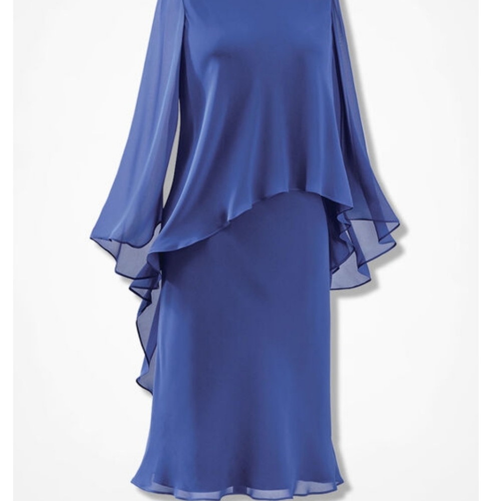Coldwater Creek chiffon dress, size 12P, blue